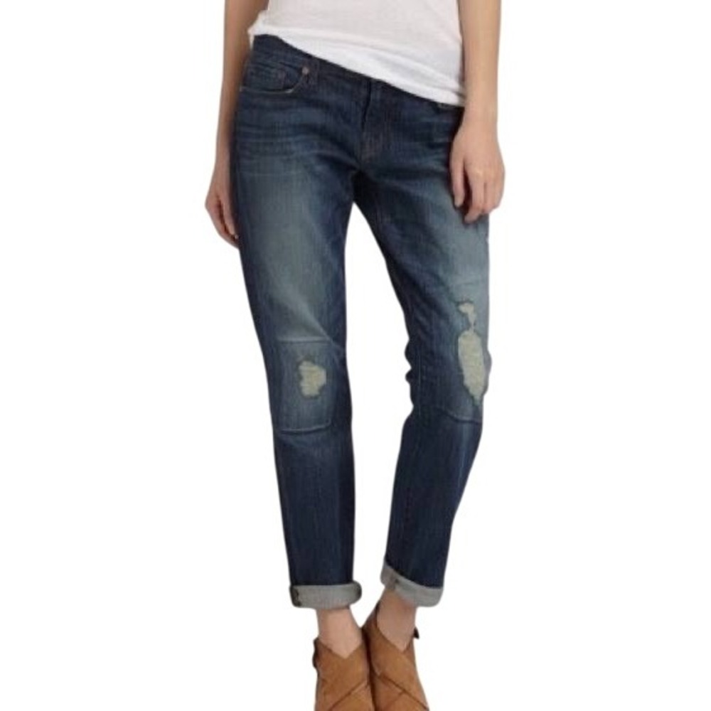 J Brand Denim Aiden Boyfriend Ripped Patched Bigtime Jean Womens Size 27‎ Boho